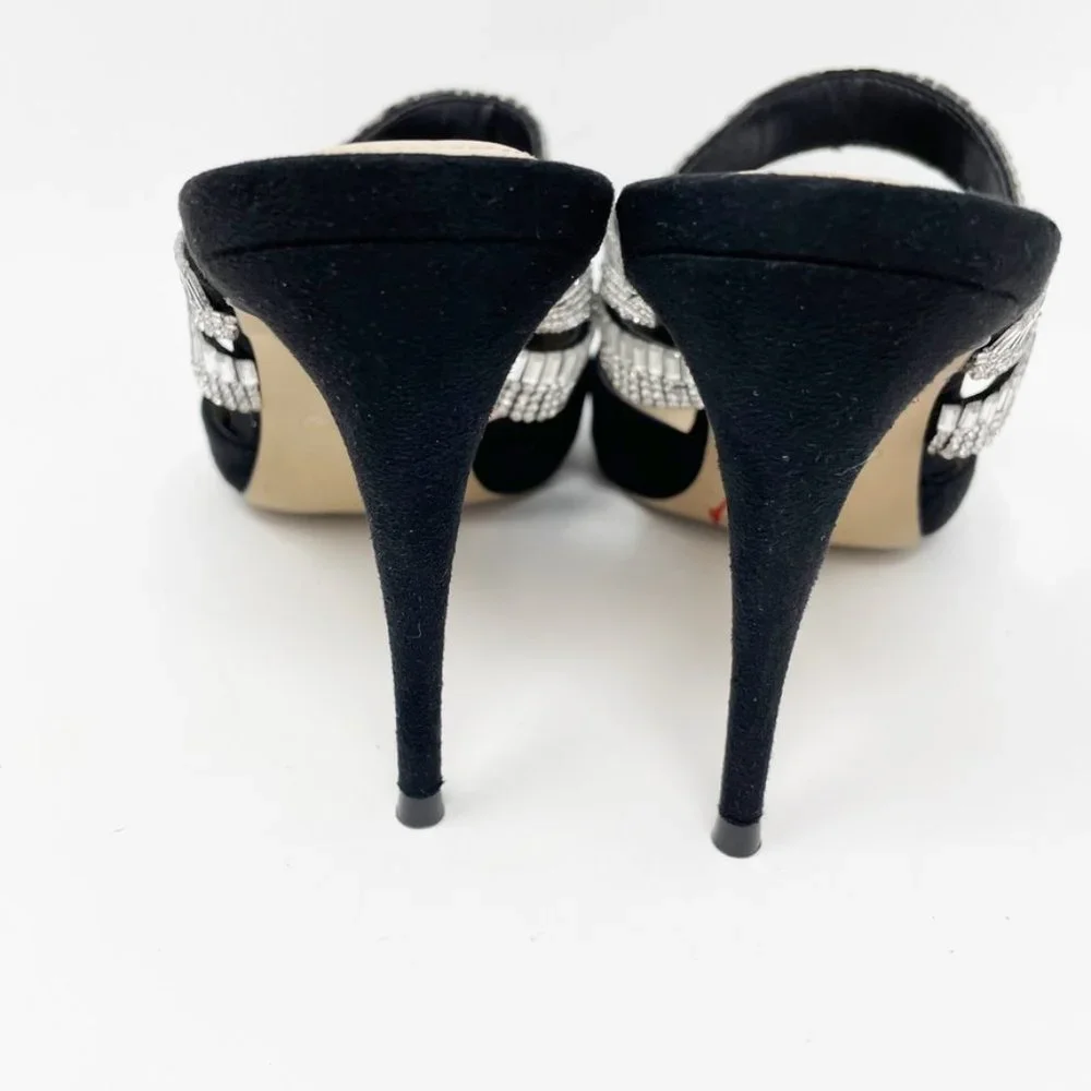 Aldo Womens Black Suede Leather Rhinestone Straps Slide Heels Size 8 "Noawia" - Picture 7 of 11